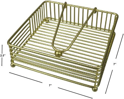 Home Basics Halo Steel Napkin Holder with Weighted Pivoted Arm, 7" x 7" x 2.5", Gold in Kuwait
