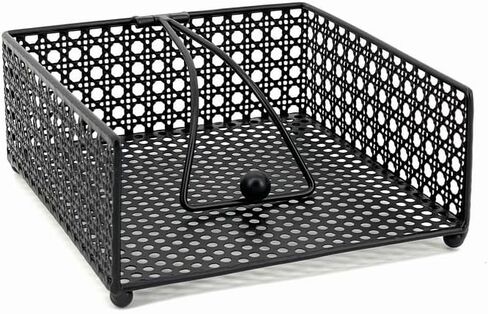 Square Metal Napkin Holder with Dispenser Arm, Weave-Design | Napkin Holders for Tables, Kitchen, Countertops & Outdoor Tables | Flat Napkin Holder (White) in Saudi Arabia