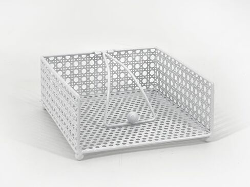 Square Metal Napkin Holder with Dispenser Arm, Weave-Design | Napkin Holders for Tables, Kitchen, Countertops & Outdoor Tables | Flat Napkin Holder (White) in Saudi Arabia