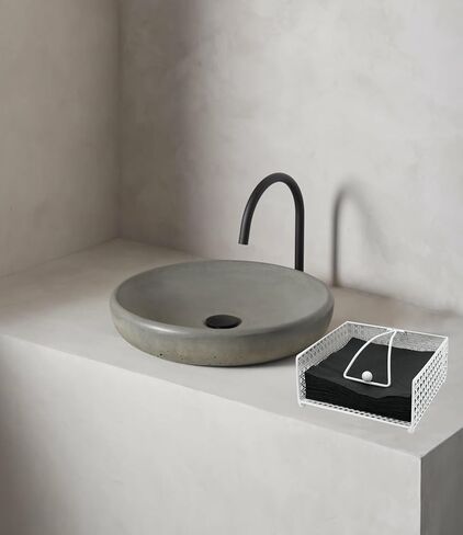 Square Metal Napkin Holder with Dispenser Arm, Weave-Design | Napkin Holders for Tables, Kitchen, Countertops & Outdoor Tables | Flat Napkin Holder (White) in Saudi Arabia