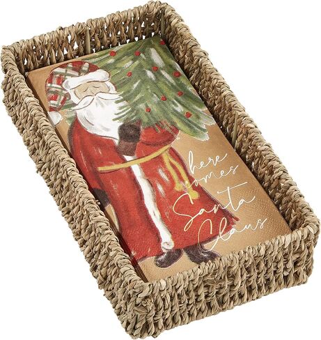 Mud Pie, Santa Christmas Guest Towel Set, napkin 7 3/4" x 4" | basket 8 1/2" x 5" in Saudi Arabia
