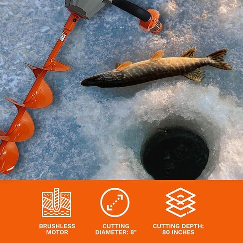 Redback 40V Ice Auger Modern Alternative to Hand Auger Ice Fishing Auger with Stainless Steel Blades Cordless Drill Ice Auger E808CKIT with 2AH Battery and 5A Charger in Saudi Arabia
