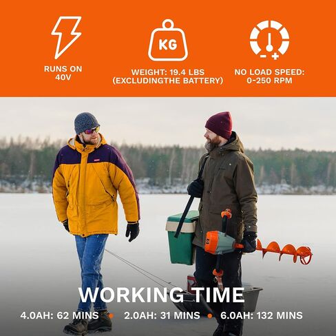 Redback 40V Ice Auger Modern Alternative to Hand Auger Ice Fishing Auger with Stainless Steel Blades Cordless Drill Ice Auger E808CKIT with 2AH Battery and 5A Charger in Saudi Arabia
