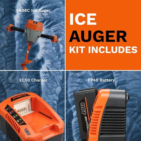 Redback 40V Ice Auger Modern Alternative to Hand Auger Ice Fishing Auger with Stainless Steel Blades Cordless Drill Ice Auger E808CKIT with 2AH Battery and 5A Charger in Saudi Arabia