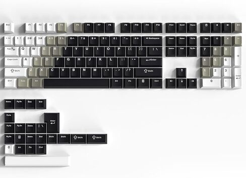 Womier Custom Keycaps 131 Keys, White Gray Black DYE-Sub PBT Keycaps Set, Cherry Profile Keyboard Keycaps for 60% 65% 70% 100% Cherry Gateron MX Switches Mechanical Keyboards in Kuwait