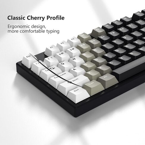 Womier Custom Keycaps 131 Keys, White Gray Black DYE-Sub PBT Keycaps Set, Cherry Profile Keyboard Keycaps for 60% 65% 70% 100% Cherry Gateron MX Switches Mechanical Keyboards in Kuwait