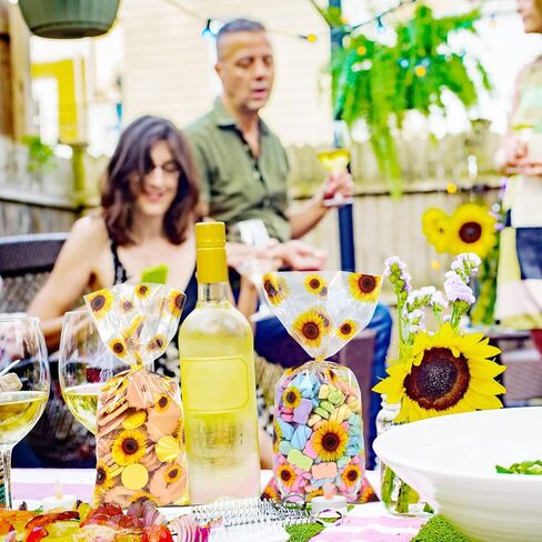 100 قطعة من أكياس السيلوفان لعباد الشمس، أكياس حلوى التشيلو الشفافة مع 100 قطعة من أربطة العنق لهدايا حفلات عباد الشمس in Kuwait