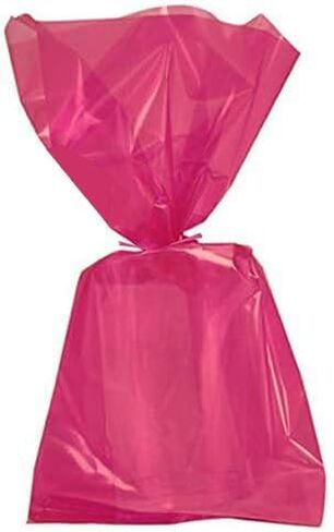 Set of 24 - Hot Pink Cellophane Party Favor Bags with Hot Pink Twist Ties - Treat Goody Bags - Treat Sacks - Bulk Value Pack in Saudi Arabia