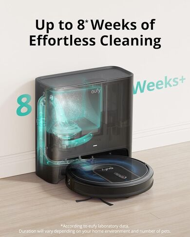 eufy G30+، مكنسة روبوت ذاتية التفريغ، قوة شفط 2000 باسكال، متصلة بشبكة WiFi، اكتشاف المسار المخطط، تصميم نحيف للغاية، مثالية للتنظيف اليومي in Kuwait