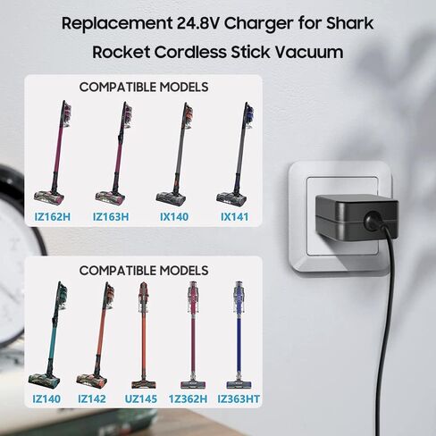 24.8V 800mA AC Adapter Compatible with Shark Rocket Pro DK33-248080H-U Pet Pro IZ162H IZ163H IZ362H IZ363H IX140H IX141 IZ140C IZ140 IZ142 UZ145 IZ141C IZ162HC XBCHGX140 Cordless Vacuum Charger in Saudi Arabia