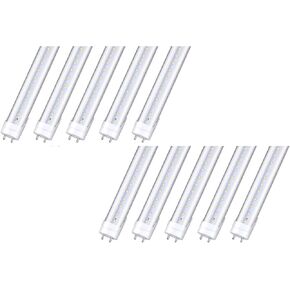 10-Pack, T8 LED Shop Light Tube, 4ft, 22W (60W CFL Equivalent), 4000K (Daylight), 85-265VAC, Double-Ended Power, Bypass Ballast, Clear Cover, G13 Lighting Fixtures in Saudi Arabia
