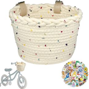 سلة سلة دراجة الأطفال سلة دراجة منسوجة للأولاد للبنات سلة مقود أمامي للدراجات البخارية ، وتوازن الدراجات سلة دراجة لطيفة مع بقع ملونة in Kuwait
