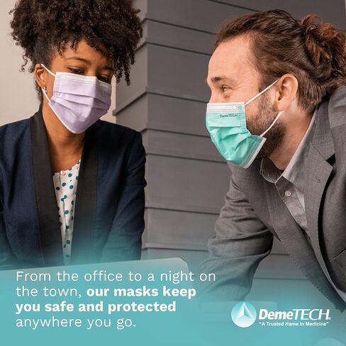 Demetech ASTM المستوى 3 واقية من 3 طبقات الوجه ، نمط حلقة الأذن ، قناع للبالغين in Saudi Arabia