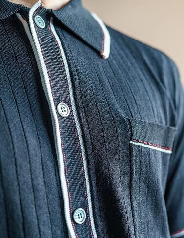 PJ PAUL JONES Men's Short Sleeve Knit Polo Shirt Vintage Button Down Golf Polo in Kuwait