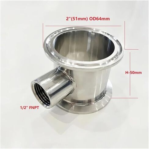 2"(51mm) OD64mm Tri-clamp Reflux Column for Home Distillation,Height 2"(50mm),Thickness 2mm,Stainless Steel 304(Body) in Saudi Arabia