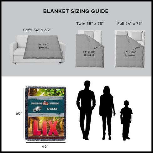 Northwest NFL Philadelphia Eagles 2025 Super Bowl Lix Found Courtyard Tapestry رمي بطانية 48 × 60 بوصة in Saudi Arabia