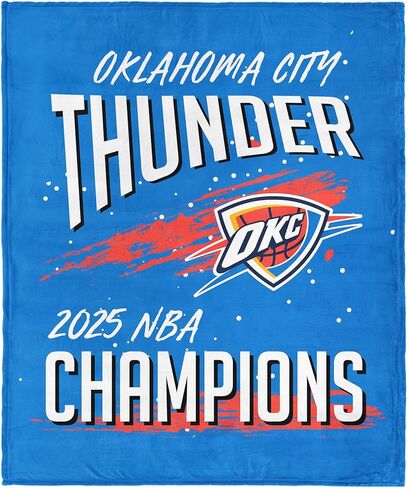 Northwest Oklahoma City Thunder 2025 NBA Champions Net Net Cain Touch Throw ، رسمية 50 "× 60" بطانية لكرة السلة الفائقة ، أو هدية مروحة تذكارية للأريكة ، أو السرير ، أو يوم اللعبة in Kuwait