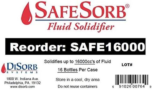 DiSorb Spill Absorbent Powder - Clean Up Bodily Fluids, Blood, Vomit, Urine, Diarrhea - Fluid Solidifier for Daycares, Buses, Schools, Hospitals, Restaurants - 500cc - 96 Bottles Per Case in Saudi Arabia