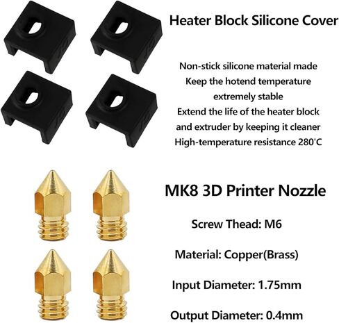 ترقية Creality Ender 3 Hot End ، بثق تجميعها مع أنبوب Capricorn Bowden Ptfe ، مناسب لـ Creality Ender 3 Pro/Ender 3 V2 ، مع Cap × 4 ، 0.4 مم ender 3 فوهة × 4. in Kuwait