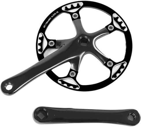 Dilwe Crankset Set, 45T 47T Single Speed Crank Set with 2 Cranks for Folding Bikes Mountain Road Cycling Parts and Spare Parts(45T-Black£© in Saudi Arabia
