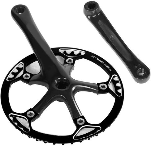 Dilwe Crankset Set, 45T 47T Single Speed Crank Set with 2 Cranks for Folding Bikes Mountain Road Cycling Parts and Spare Parts(45T-Black£© in Saudi Arabia