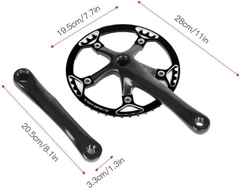 Dilwe Crankset Set, 45T 47T Single Speed Crank Set with 2 Cranks for Folding Bikes Mountain Road Cycling Parts and Spare Parts(45T-Black£© in Saudi Arabia