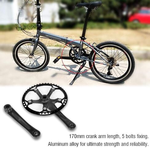 Dilwe Crankset Set, 45T 47T Single Speed Crank Set with 2 Cranks for Folding Bikes Mountain Road Cycling Parts and Spare Parts(45T-Black£© in Saudi Arabia