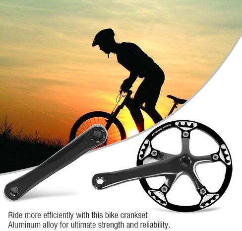 Dilwe Crankset Set, 45T 47T Single Speed Crank Set with 2 Cranks for Folding Bikes Mountain Road Cycling Parts and Spare Parts(45T-Black£© in Saudi Arabia