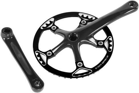 Dilwe Crankset Set, 45T 47T Single Speed Crank Set with 2 Cranks for Folding Bikes Mountain Road Cycling Parts and Spare Parts(45T-Black£© in Saudi Arabia