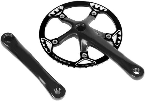 Dilwe Crankset Set, 45T 47T Single Speed Crank Set with 2 Cranks for Folding Bikes Mountain Road Cycling Parts and Spare Parts(45T-Black£© in Saudi Arabia