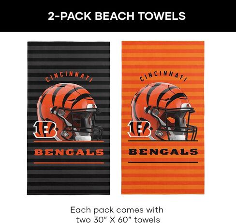 Northwest NFL Cincinnati Bengals 2-Pack Pistel Set ، 30 "× 60" لكل منهما ، ألوان الفريق القياسية in Saudi Arabia