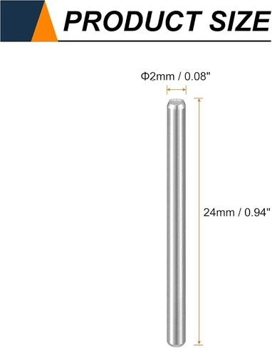 HARFINGTON 50pcs Dowel Pins M2(2mm) x 25mm 304 Stainless Steel Cylindrical Shelf Support Peg Pin Rod Fasten Elements for Metal Devices Wood Furniture DIY Installation, Silver in Saudi Arabia