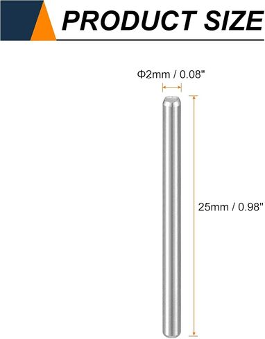HARFINGTON 50pcs Dowel Pins M2(2mm) x 25mm 304 Stainless Steel Cylindrical Shelf Support Peg Pin Rod Fasten Elements for Metal Devices Wood Furniture DIY Installation, Silver in Saudi Arabia
