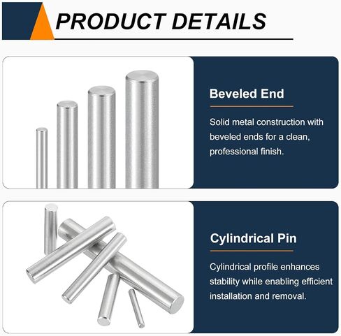 HARFINGTON 50pcs Dowel Pins M2(2mm) x 25mm 304 Stainless Steel Cylindrical Shelf Support Peg Pin Rod Fasten Elements for Metal Devices Wood Furniture DIY Installation, Silver in Saudi Arabia