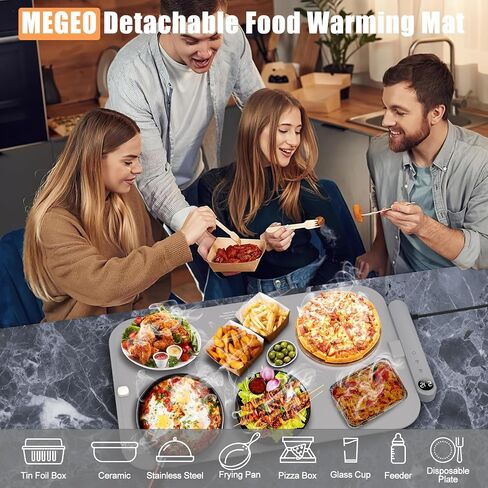 Food Warming Mat for Food, Electric Warming Tray with 7 Adjustable Temp, Foldable Food Warmer 10s Full Surface Fast Heating Pad, Child Lock, Timer Function for Buffet, Party and Home Daily Use in Saudi Arabia