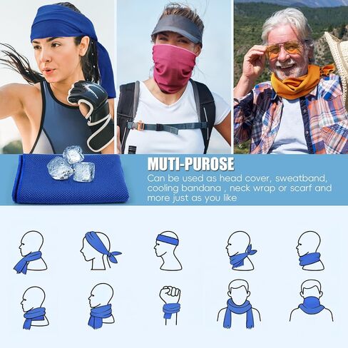 Cooling Towels for Neck and Face, 40x12’’ Soft Breathable Sweat Towels, Microfiber Sport Towel for Yoga, Gym, Workout, Running, Golf, Travel, Cooling Neck Wrap for Hot Weather in Saudi Arabia