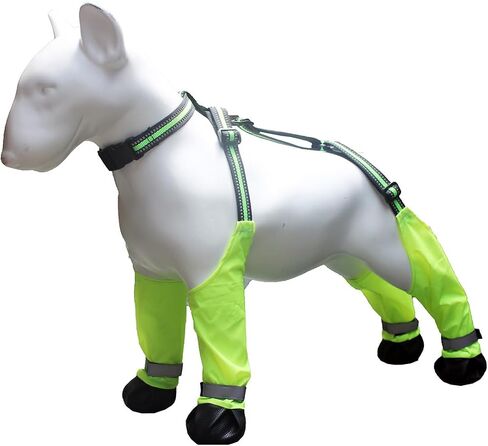 Adjustable Dog Suspender Boots with Attached Waterproof Paw Protectors, Non-Slip Summer Hiking Shoes for Rainy Days and Night Safety with Reflective Design (Orange, M) in Saudi Arabia