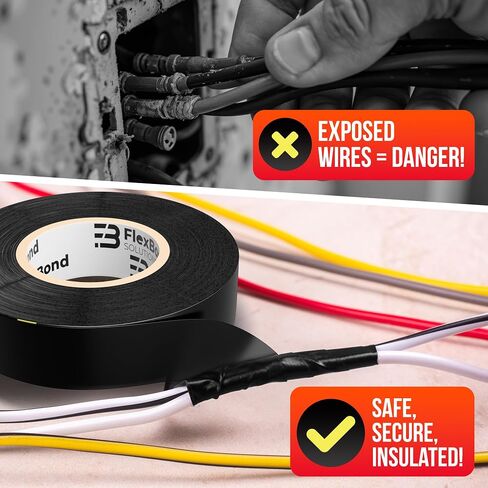 الشريط الكهربائي لتحسين المنزل ، والاستخدام المهني ، DIY - 3/4 بوصة 66 قدم لفة الشريط الكهربائي - الشريط الكهربائي الأسود المقاوم لدرجة الحرارة متعددة الأغراض للأسلاك والكابلات ، والإصلاحات (1) in Kuwait