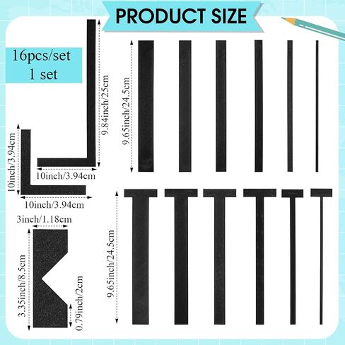 Zeyune 16pcs أدوات ربط الكتب أدوات سهلة Scrapbooking أداة مصنوعة يدويًا L/T الشكل ومجموعة الحافة المستقيمة مع صندوق تخزين عناصر القطع الزاوية للألبومات والمجلات والكمبيوتر المحمول (الأزرق ، PLA) in Kuwait
