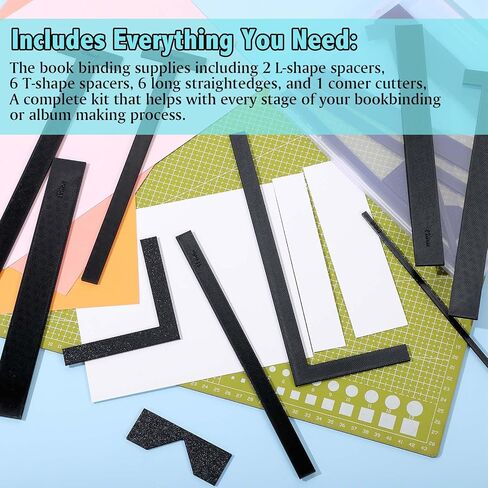 Zeyune 16pcs أدوات ربط الكتب أدوات سهلة Scrapbooking أداة مصنوعة يدويًا L/T الشكل ومجموعة الحافة المستقيمة مع صندوق تخزين عناصر القطع الزاوية للألبومات والمجلات والكمبيوتر المحمول (الأزرق ، PLA) in Kuwait