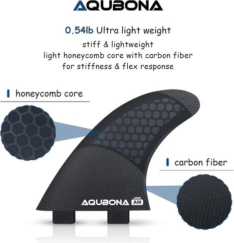 AQUBONA Surfboard Fins Single Dual Tab FinG3/G5/G6/G7 Half Carbon+Honeycomb Surfboard fin Tri Fin Thruster Set in Kuwait