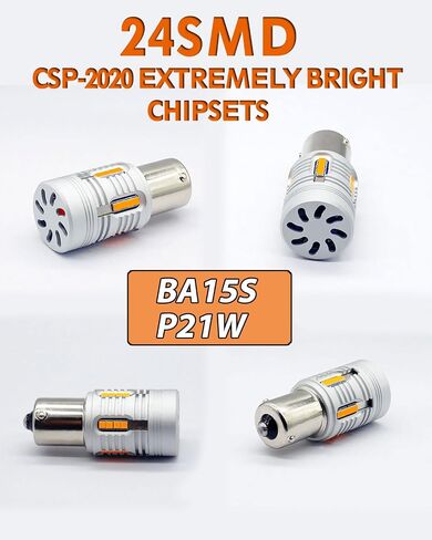 7440 LED LED Amber Yellow ، 7440 Amber LED لمبة LED مع مقاوم مضاد للمقاوم Canbus خالية من الفلاش Hyper ، T20 7440A 7440NA W21W WY21W LED لمصباح إشارة الدوران ، حزمة 2 in Saudi Arabia