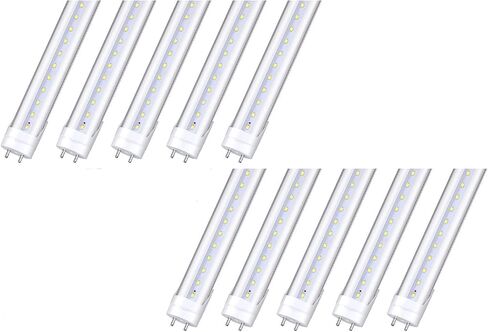 10 عبوات ، T8 LED Shop Light Tube ، 4ft ، 22W (ما يعادلها 60 واط CFL) ، 4000K (ضوء النهار) ، 85-265VAC ، الطاقة المزدوجة ، الصابورة الالتفافية ، غطاء واضح ، G13 الإضاءة تركيبات in Kuwait