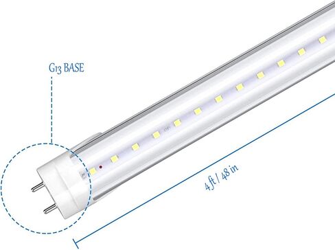 10 عبوات ، T8 LED Shop Light Tube ، 4ft ، 22W (ما يعادلها 60 واط CFL) ، 4000K (ضوء النهار) ، 85-265VAC ، الطاقة المزدوجة ، الصابورة الالتفافية ، غطاء واضح ، G13 الإضاءة تركيبات in Kuwait