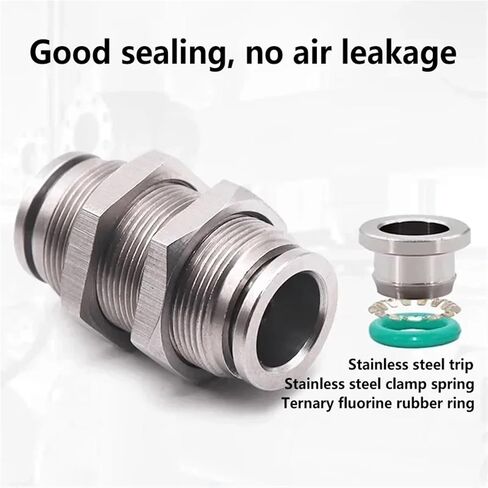 10PCS 304 Stainless Steel Pneumatic Connector: PM Partition Metal Quick Plug for 4-16mm Trachea, Reliable Air Tube Connection(Color:PM-8) in Saudi Arabia