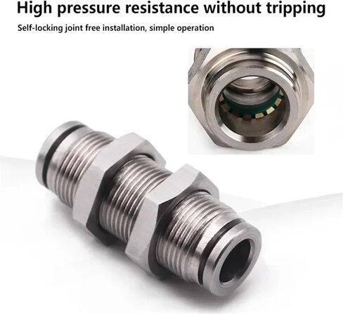10PCS 304 Stainless Steel Pneumatic Connector: PM Partition Metal Quick Plug for 4-16mm Trachea, Reliable Air Tube Connection(Color:PM-8) in Saudi Arabia