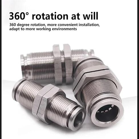 10PCS 304 Stainless Steel Pneumatic Connector: PM Partition Metal Quick Plug for 4-16mm Trachea, Reliable Air Tube Connection(Color:PM-8) in Saudi Arabia