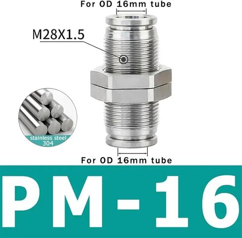 10PCS 304 Stainless Steel Pneumatic Connector: PM Partition Metal Quick Plug for 4-16mm Trachea, Reliable Air Tube Connection(Color:PM-8) in Saudi Arabia