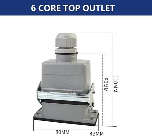 موصلات مستطيلة للخدمة الشاقة HDC HE 4 6 8 10 16 20 24 32 48 CORE PIN 16A موصل خط الطيران المقاوم للماء 1PCS (الحجم: 10 خط أساسي) in Saudi Arabia