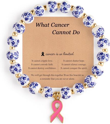 ZZLTAWS Breast Cancer Awareness Bracelets, Natural Stone Beaded Bracelets,Inspirational Bracelets Gifts for Women Girls Best Friend Sister in Saudi Arabia